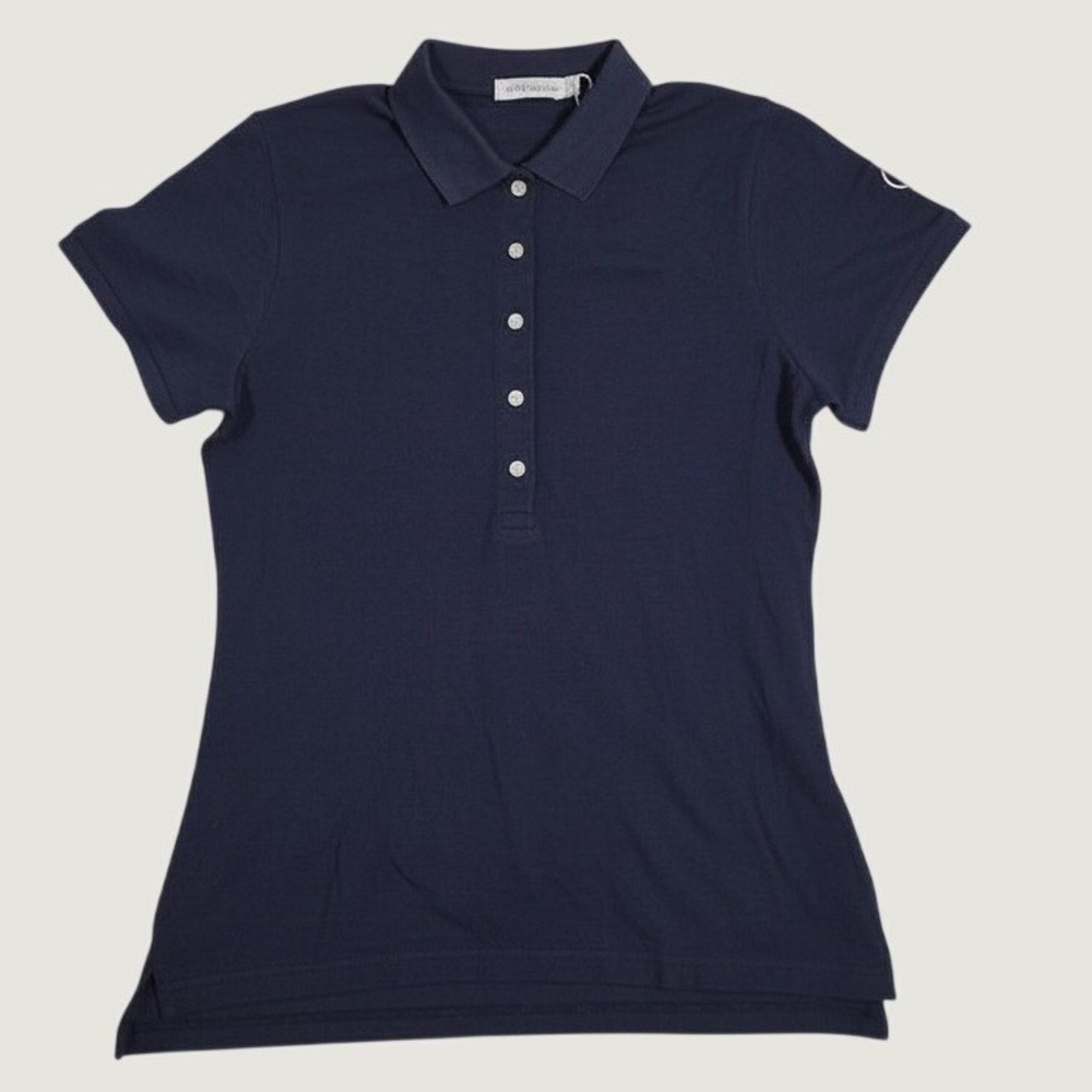 Peter Millar Womens Navy Blue Pique Polo Shirt Short Sleeve Size S NEW
